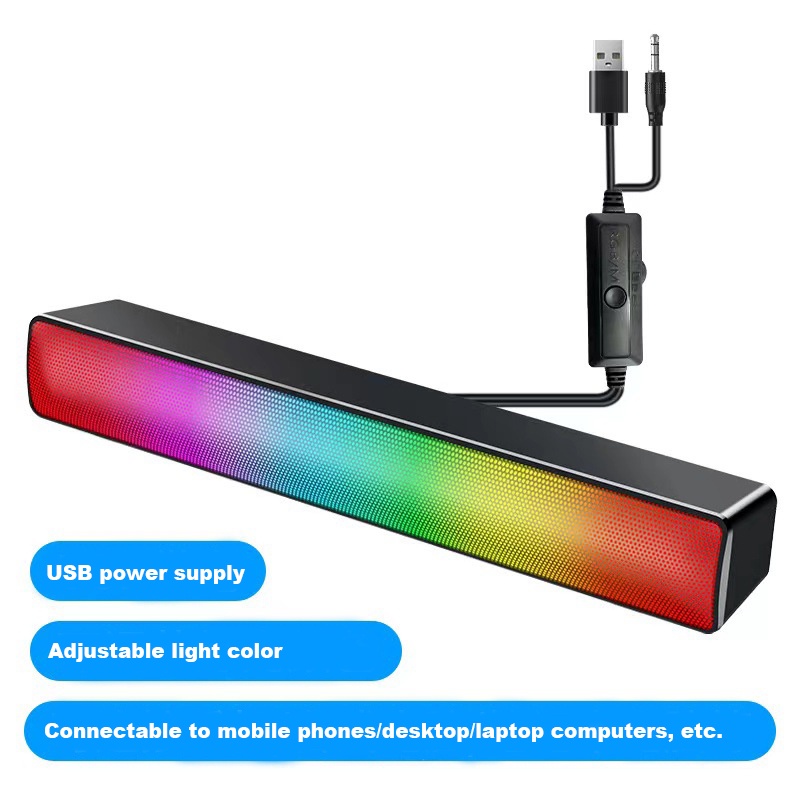 Loa Âm Thanh Vòm Siêu Trầm Có Đèn LED Kết Nối Bluetooth USB Cho PC Laptop Điện Thoại Máy Tính Bảng MP3