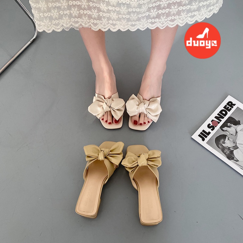 Dép Xỏ Ngón Đế Dày Đính Nơ Phong Cách Pháp Thời Trang Mùa Hè Dành Cho Nữ 2022