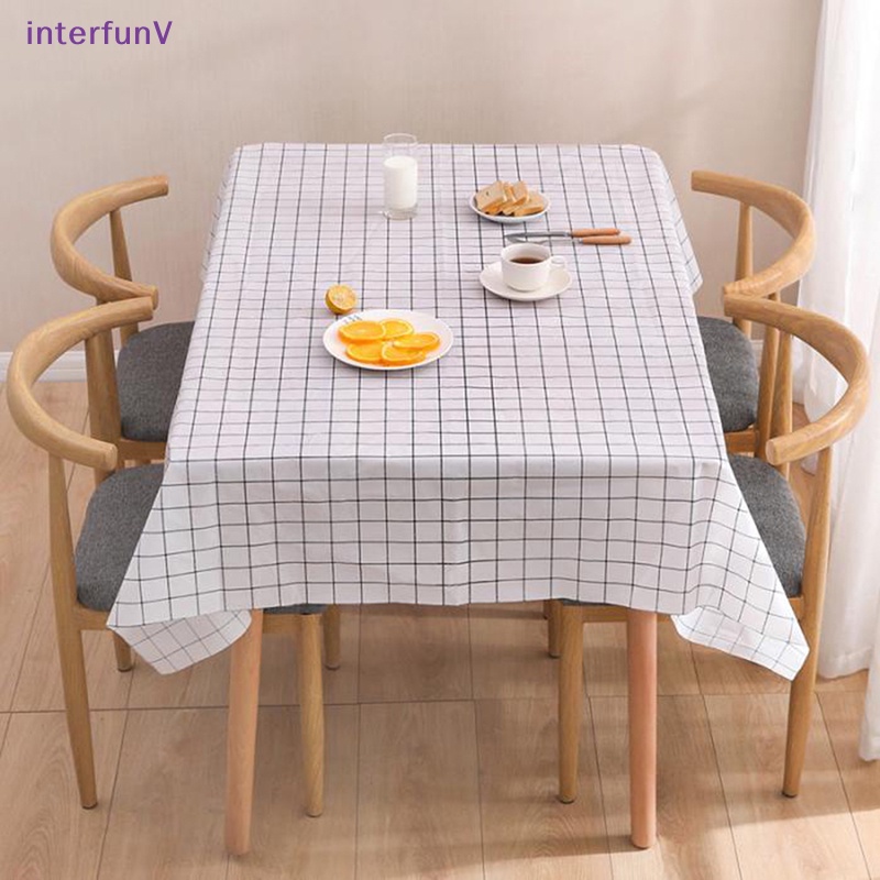 [InterfunV] Khăn Trải Bàn Vải Lanh Kẻ Caro Trắng Đen Cho Phòng Khách / Phòng Bếp [Mới]