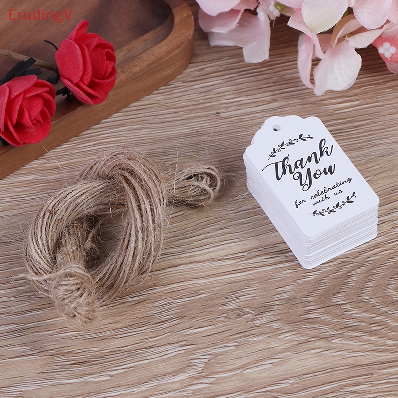 [ErudingV] Set 100 Thẻ Giấy Kraft Thank You Trang Trí Quà Tặng Đám Cưới / Tiệc Mừng Em Bé [Mới]