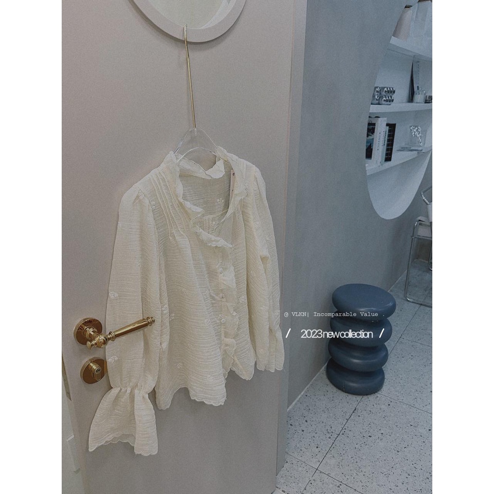 Áo voan ren xô viền hoa li ti