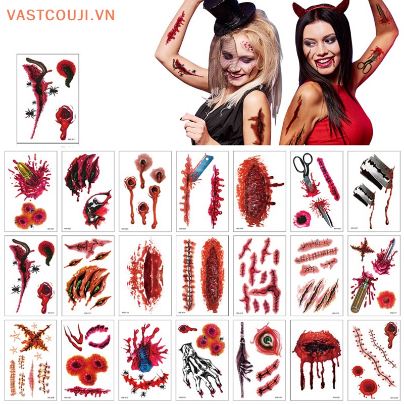 1 Tấm Hình Xăm Dán Vết Thương Máu Chống Nước Dùng Hóa Trang Halloween