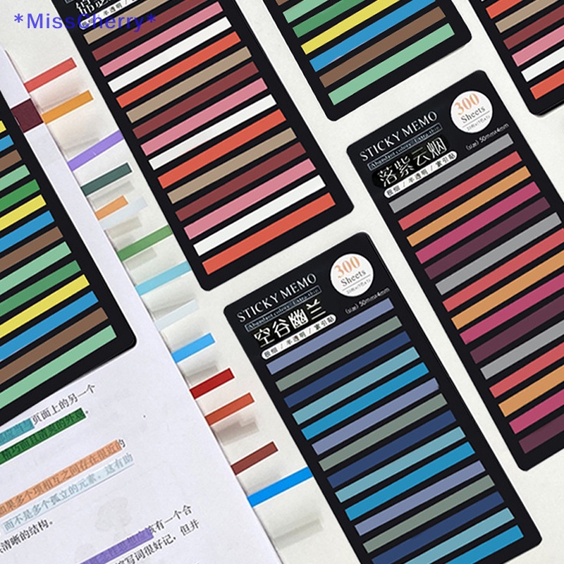 Bộ 300 Tờ Giấy Dán Ghi Chú Màu Dạ Quang Trong Suốt Tiện Dụng Cho Văn Phòng / Trường Học Mới