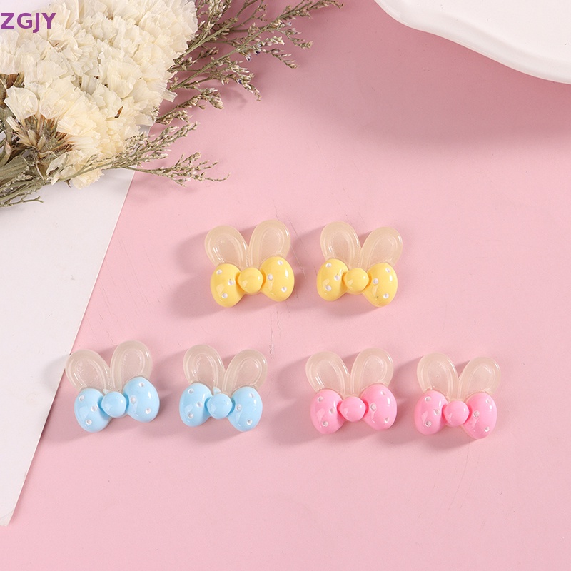 Set 10 Phụ Kiện Trang Trí Ốp Điện Thoại Hình Tai Thỏ Bằng Nhựa Kích Thước 21 * 19mm DIY Mới