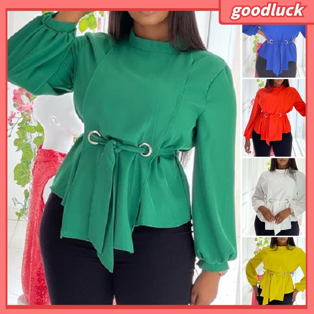 [ULK] Áo Sơ Mi Tay Dài Màu Trơn Dáng Rộng Màu Sắc Thanh Lịch Phù Hợp Với Mùa Hè Có Thể Giặt Máy Dành Cho Bạn Nữ