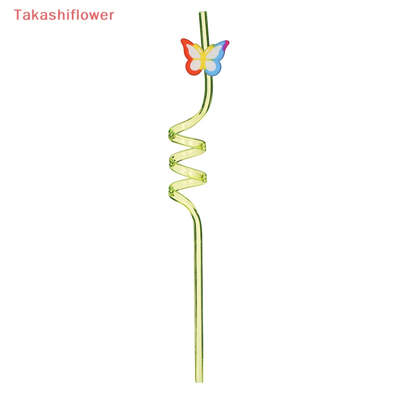 Set 8 Ống Hút Nhựa Họa Tiết Bướm Hoạt Hình Có Thể Tái Sử Dụng Cho Trẻ Em