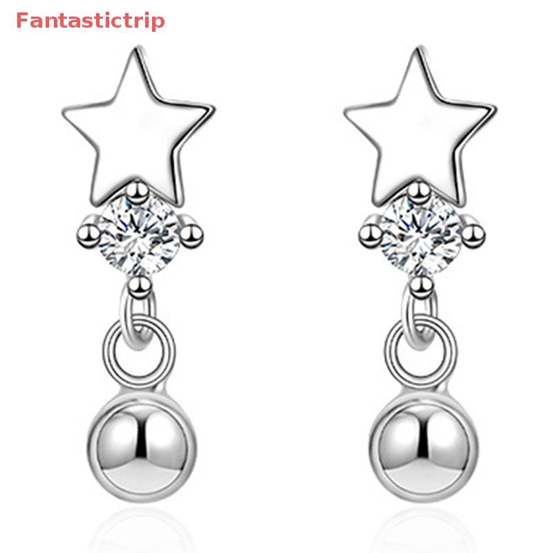 [Fantastictrip] Set 2 Khuyên Tai Hình Ngôi Sao Đính Đá Pha Lê Phong Cách Hàn Quốc Mới