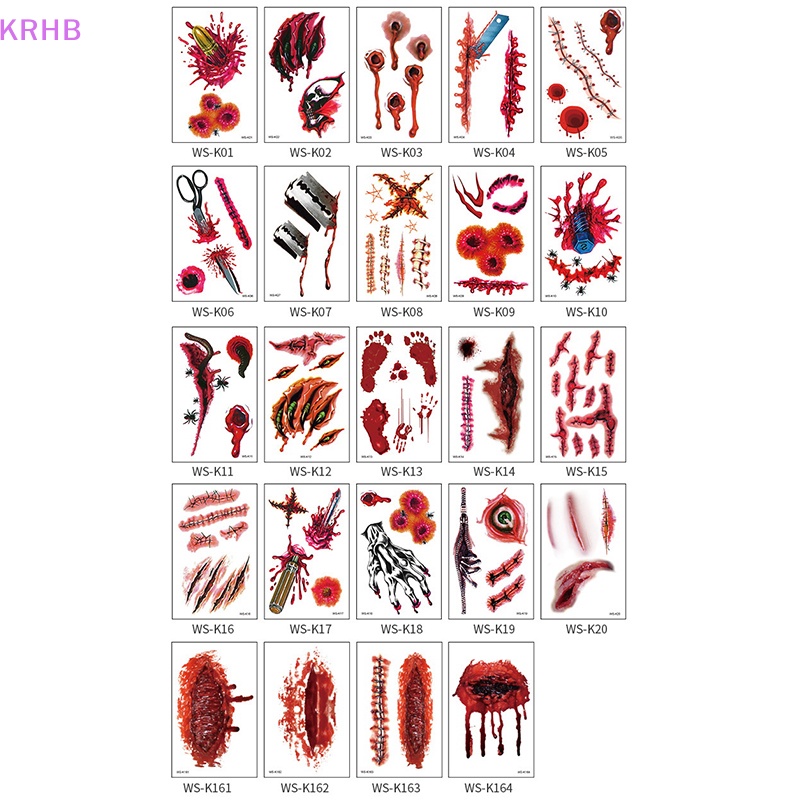 1 Tấm Hình Xăm Dán Vết Thương Máu Chống Nước Phong Cách Halloween Độc Đáo Mới