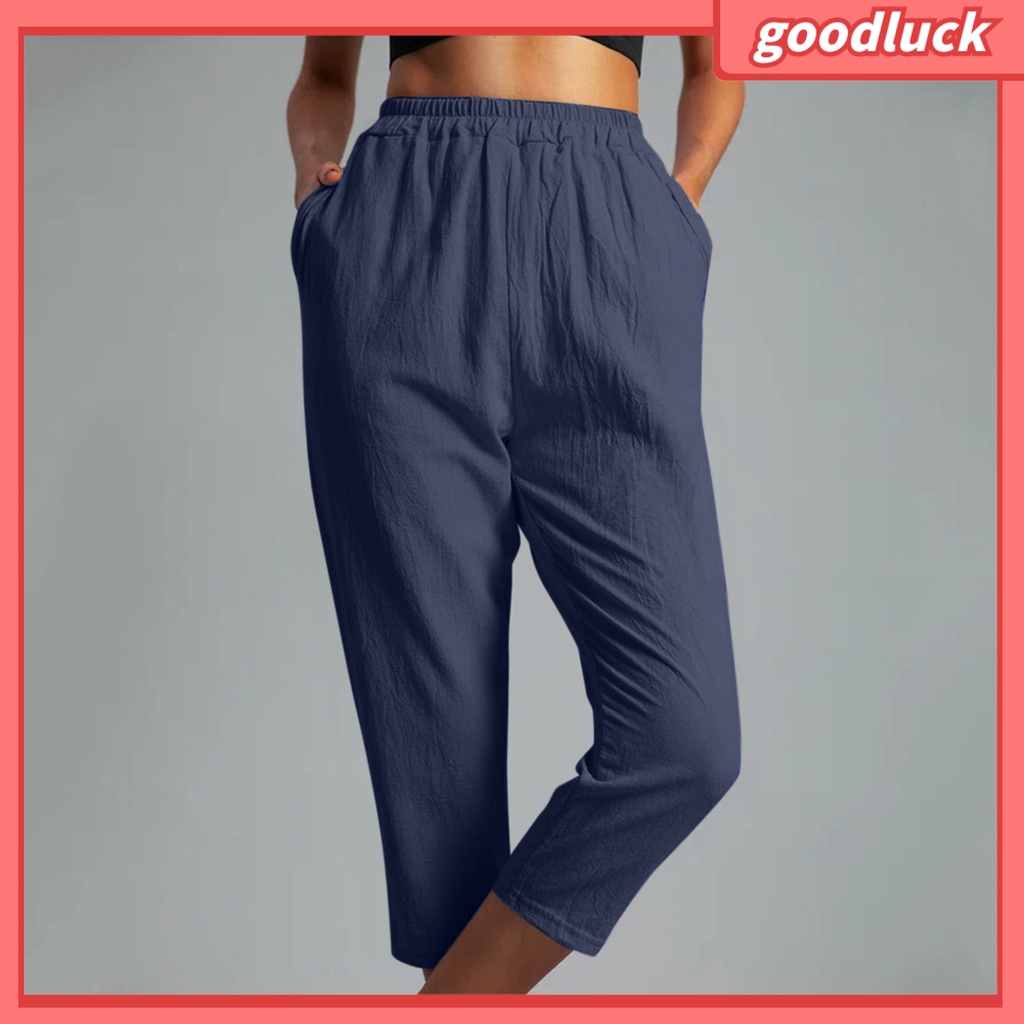 [ULK] Quần Dài Crop Top Màu Trơn Đơn Giản Dễ Phối Đồ Mặc Hàng Ngày Cho Nữ