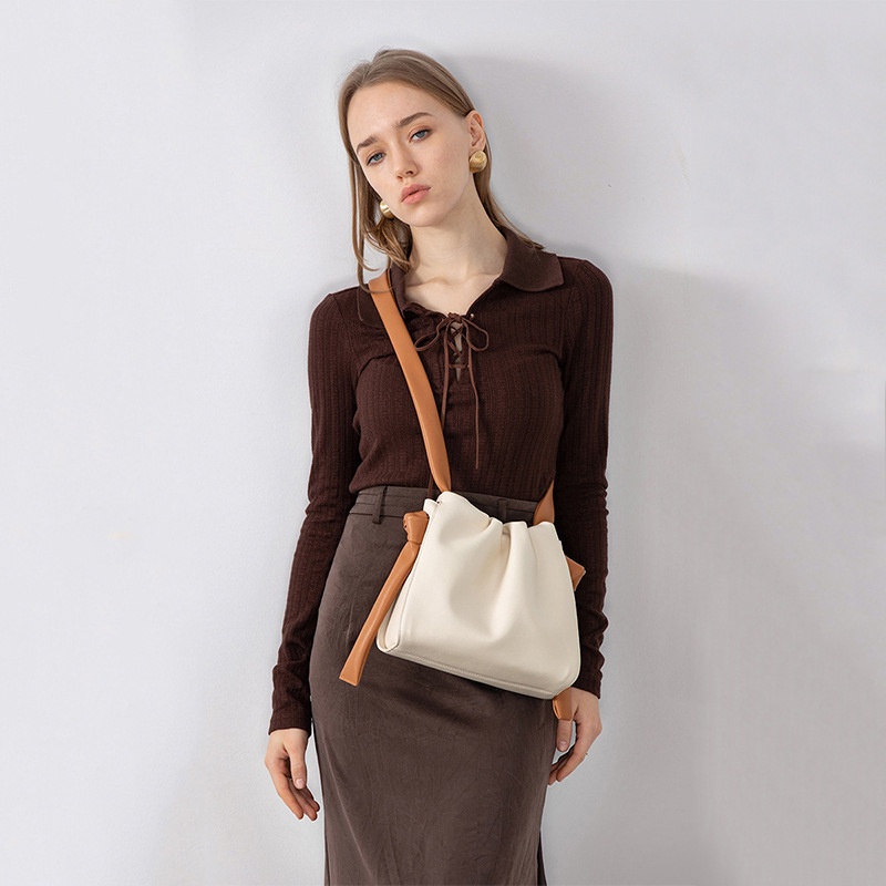 Túi Xách bucket Đeo Vai Hình Đám Mây Màu Tương Phản Thời Trang Cho Nữ