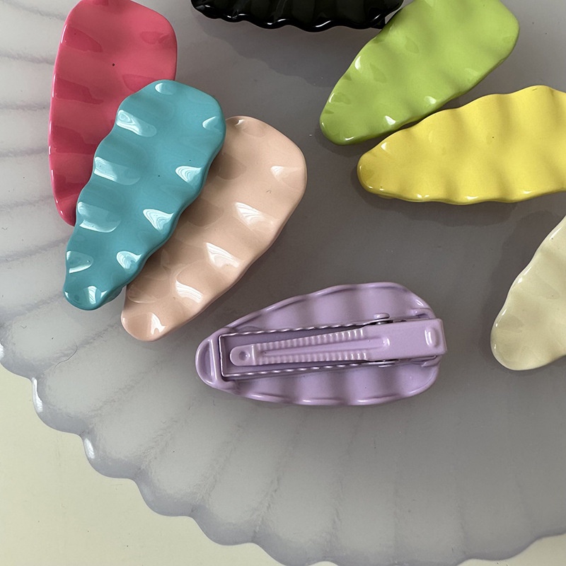 Kẹp Tóc Kim Loại Hình Bầu Dục Màu Kẹo Ngọt Phong Cách Mới Cho Nữ