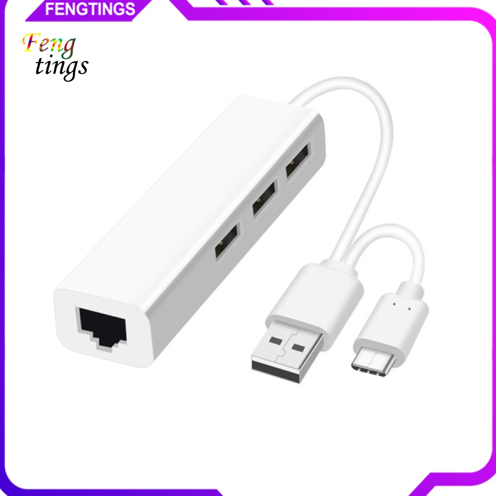 Bộ Chia 3 Cổng USB Type-C 2.0 RJ45 Lan Card Ethernet