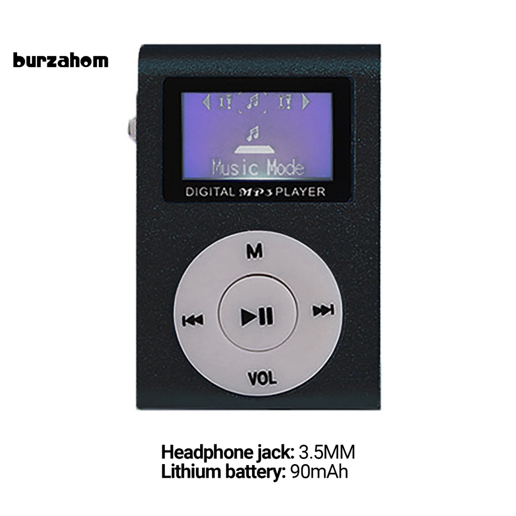 Máy Nghe Nhạc MP3 Mini Màn Hình LCD Hỗ Trợ Thẻ TF Có Kẹp Kim Loại Cổng USB