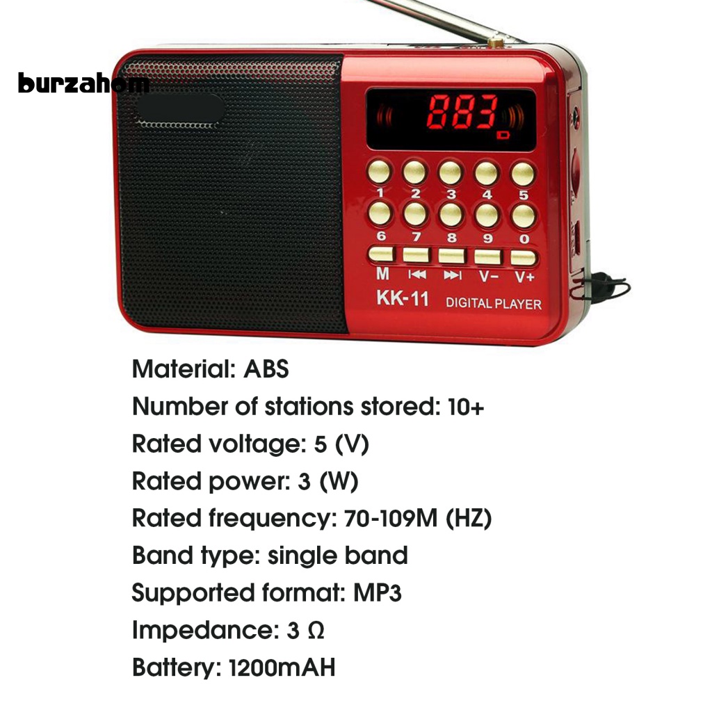 Loa Nghe Nhạc MP3 Băng Tần Đơn Tự Động Bur K11 Có Thể Sạc Lại Dành Cho Người Lớn Tuổi