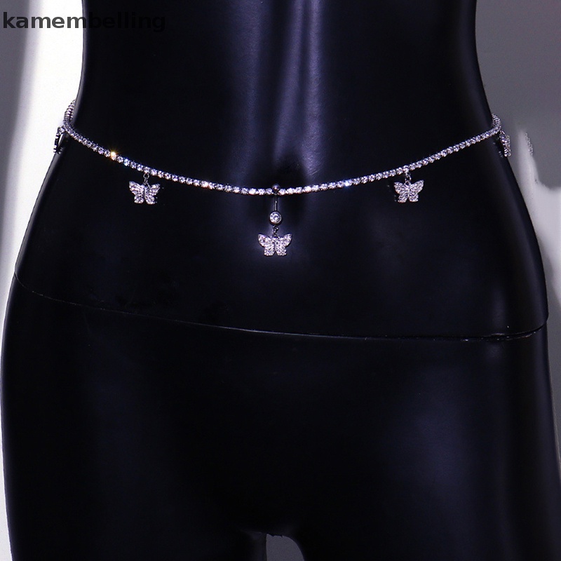 Dây Xích Đeo Hông Bằng Bạc Đính Đá Hình Bướm Quyến Rũ