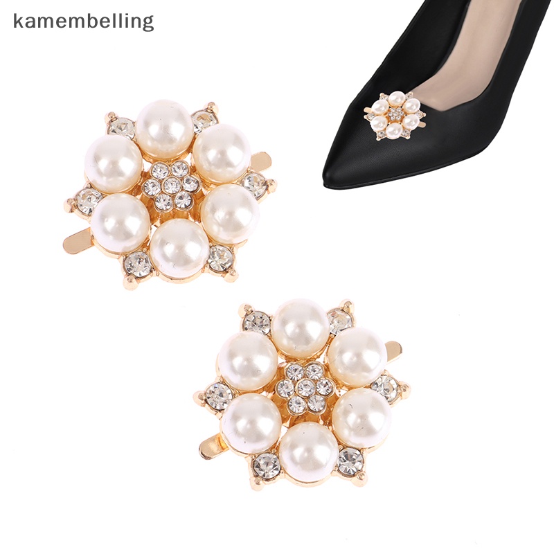 Kamembelling 1 Phụ Kiện Khóa Kẹp Giày Cao Gót Đính Đá Ngọc Trai Cho Nữ