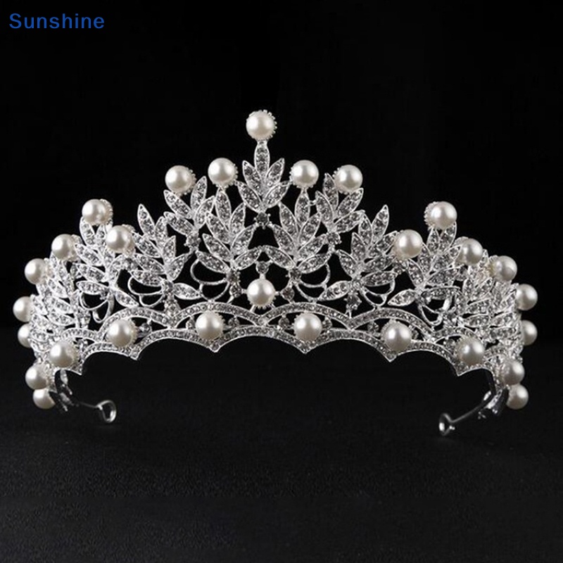 Cài Tóc Hình Vương Miện Có Đính Đá &amp; Ngọc Trai Giả Thời Trang 2019 Cho Cô Dâu