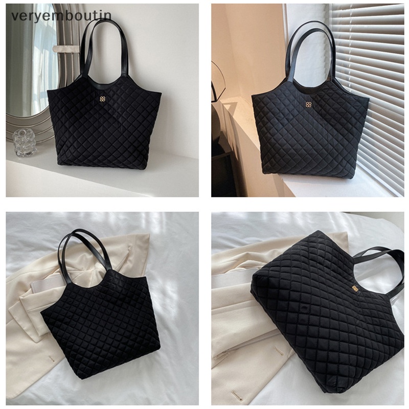 Túi Tote Đeo Vai Mùa Thu Cỡ Lớn Họa Tiết Kẻ Lưới Hình Thoi Cổ Điển Có Khóa Cài Thời Trang Cao Cấp Cho Nữ