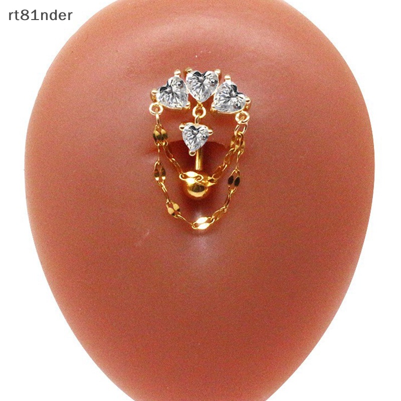 Rt Khuyên Rốn Bằng Thép Không Gỉ Hình Trái Tim Đính Đá Zircon Gợi Cảm
