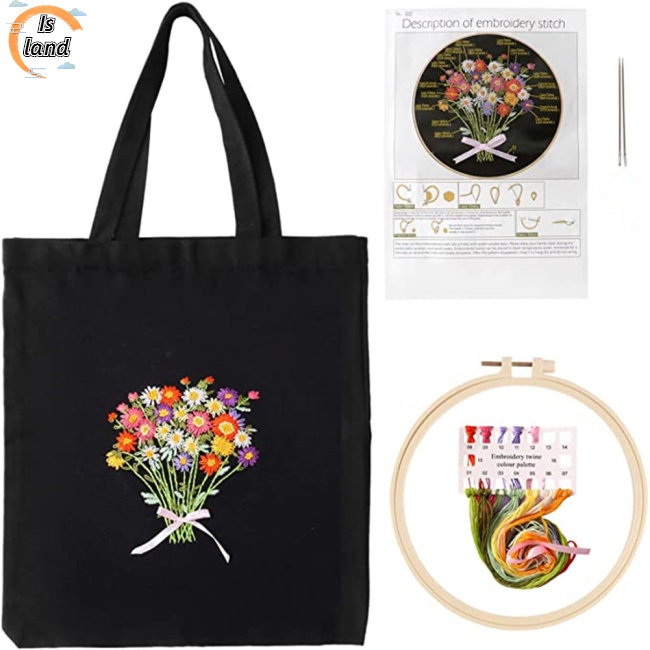 Túi Đeo Chéo Vải Cotton Canvas Thêu Họa Tiết Tan Trong Nước Kích Thước 34x40cm Thời Trang Cho Người Mới Bắt Đầu