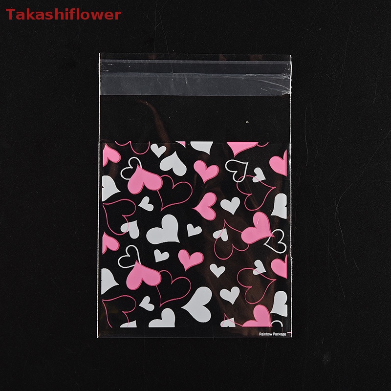 Set 100 Trái Tim Ngọt Ngào Xinh Xắn Túi Đựng Bánh Kẹo Tự Dính Thiết Kế Độc Đáo Tiện Dụng