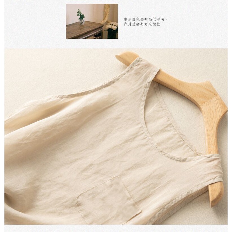 Áo Cotton Lanh Mỏng Sát Nách Dáng Rộng Màu Trơn Thời Trang Mùa Hè 2023 2023 MI02