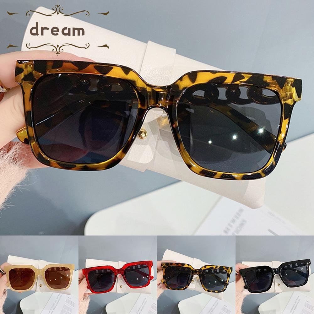 【DREAMLIFE】Sunglasses Women's Glasses Outdoor Anti-UV Chain Large Frame Leopard Print