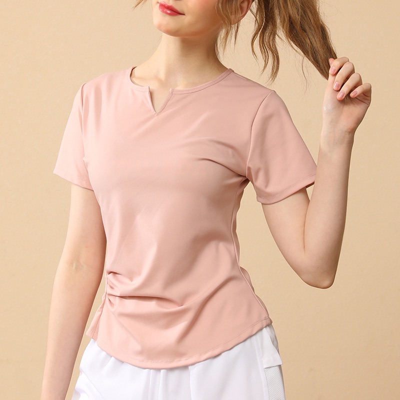 Áo Thun Ngắn Tay Cổ Chữ V Dáng Ôm Thời Trang Mùa Hè Tập Yoga Dành Cho Nữ