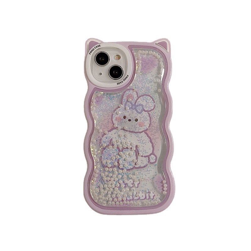 Ốp Điện Thoại Cát Chảy Hình Thỏ Nơ Cho IPhone 12 11ProMax XR Apple 13 Xs 11