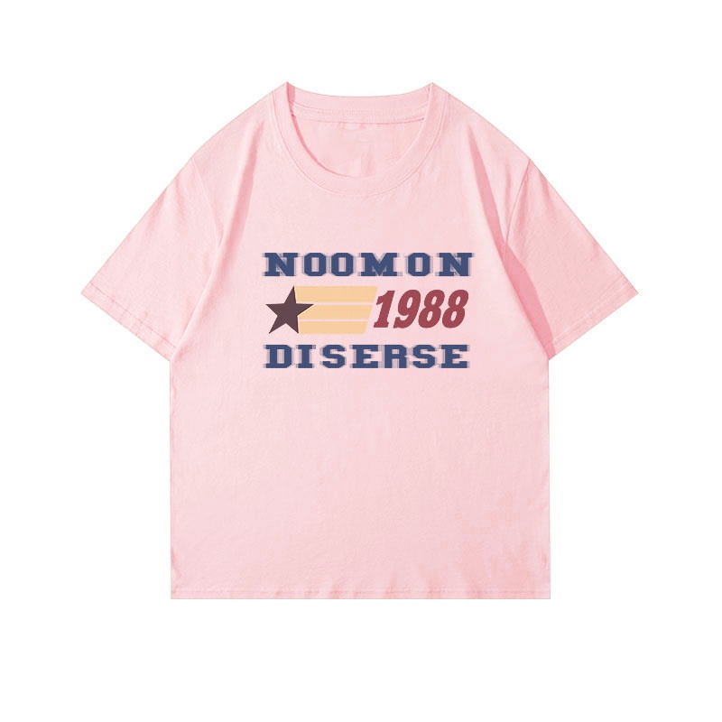 Áo Thun 100% Cotton Tay Ngắn Cổ Tròn In Họa Tiết Phong Cách Hàn Quốc Cho Nữ