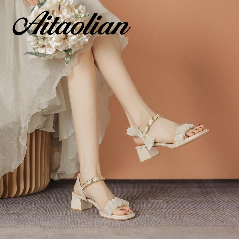 Xăng đan Da Mũi Vuông Đế Dày 5cm Thời Trang Cho Nữ Màu Sắc