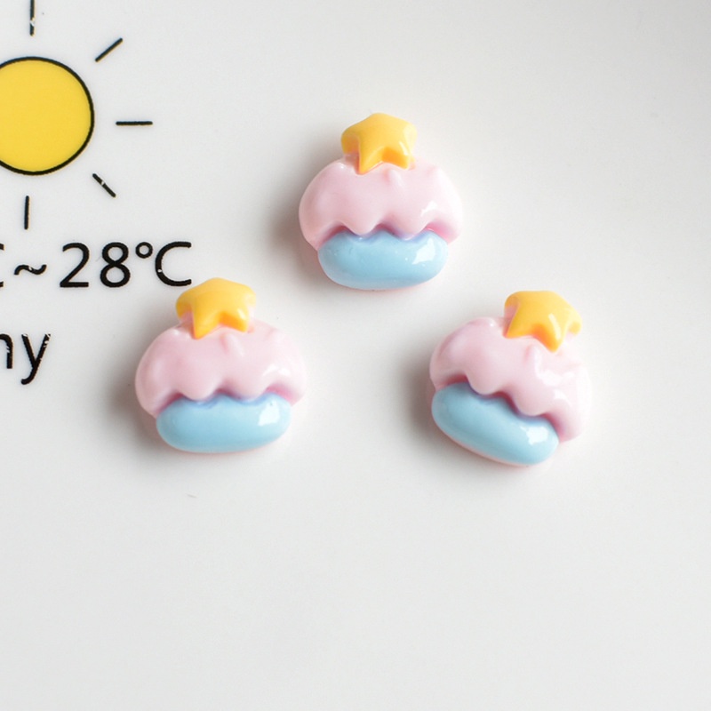 Set 10 Phụ Kiện Trang Trí Điện Thoại Hình Bánh Kem Bằng Nhựa Resin Dễ Thương DIY