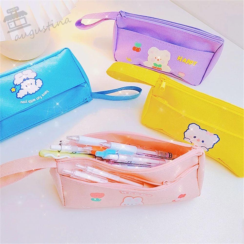 Túi Đựng Bút Bằng Vải Canvas Sức Chứa Lớn In Họa Tiết AUGUSTINA Dành Cho Học Sinh