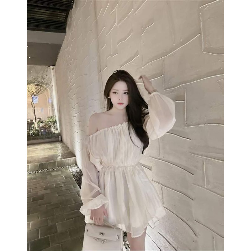 💋Áo trễ vai tơ dài tay bánh bèo 🌸🌸