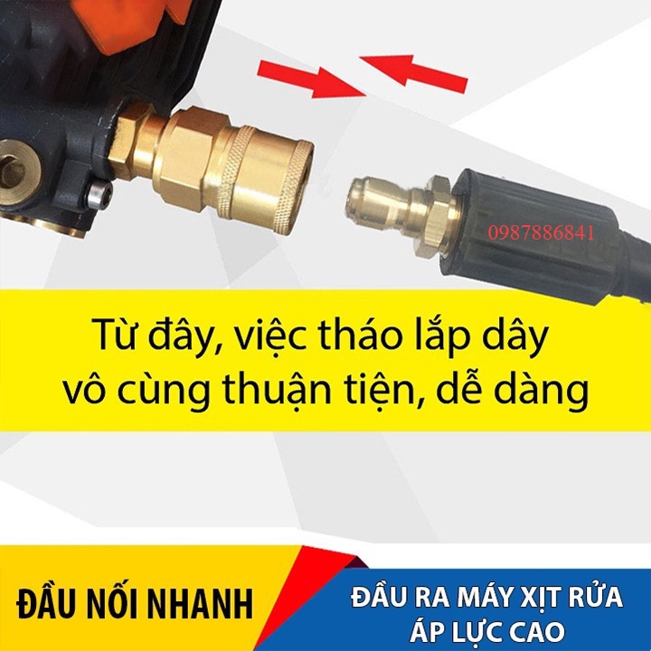 Bộ đầu ra nối nhanh cho máy rửa xe áp lực cao, rửa xe gia đình  ren 22 mm