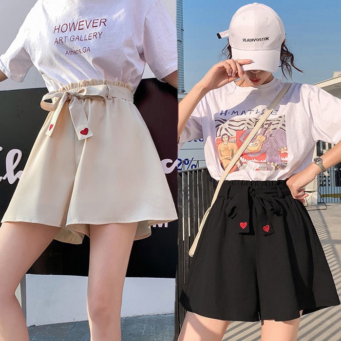 Quần Short Nữ Ống Rộng Lưng Cao Plus Size