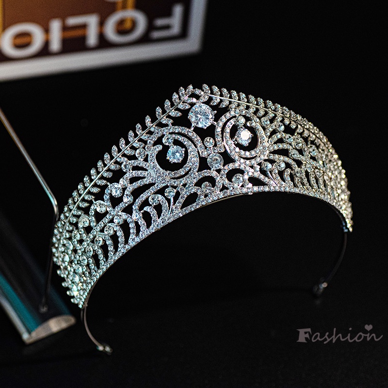 Cài Tóc Hình Vương Miện Đính Đá Lấp Lánh Sang Trọng Cho Cô Dâu