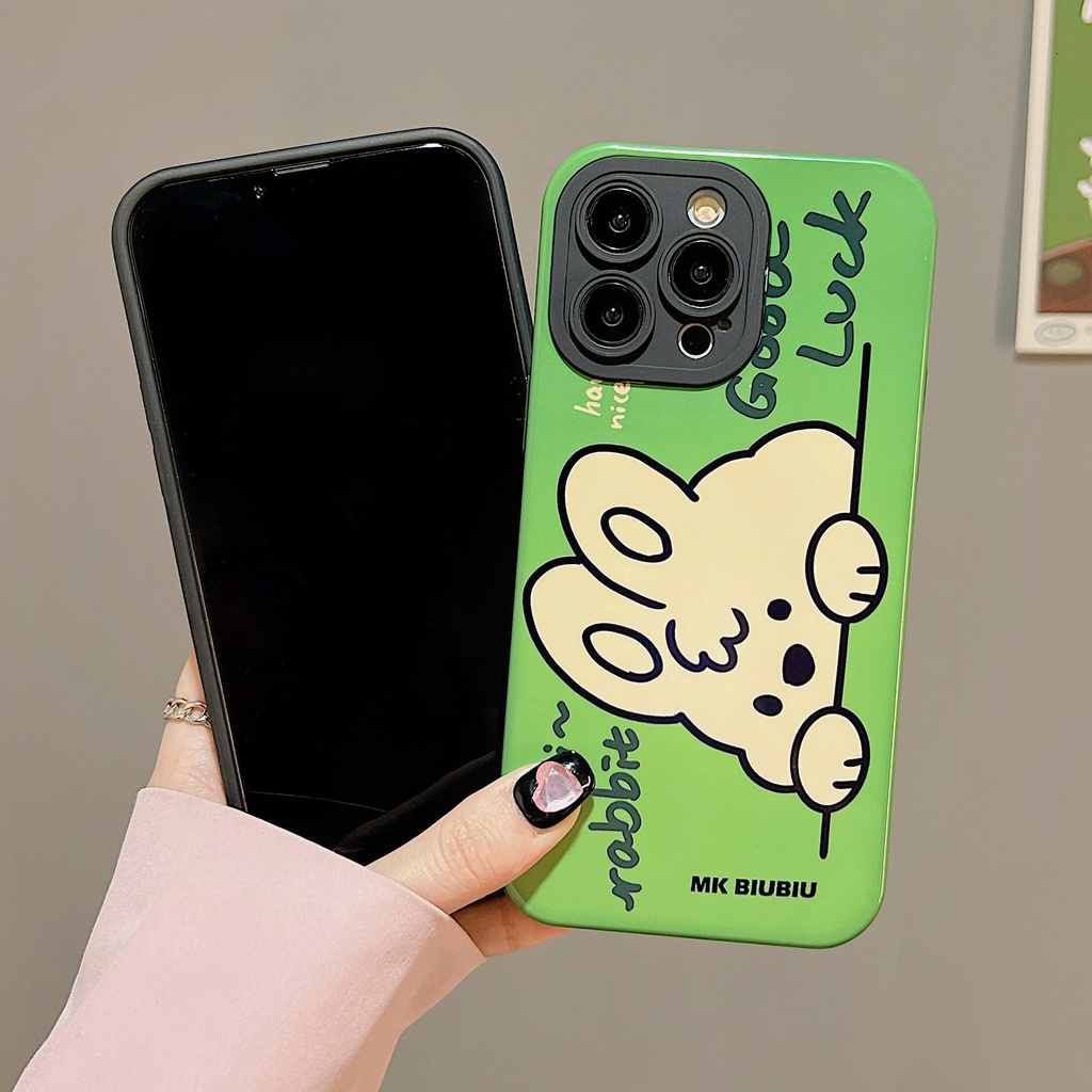 Ốp Điện Thoại PC Cứng In Hình Thỏ Hoạt Hình Dễ Thương Cho iPhone 11 13 12 14 Pro Max