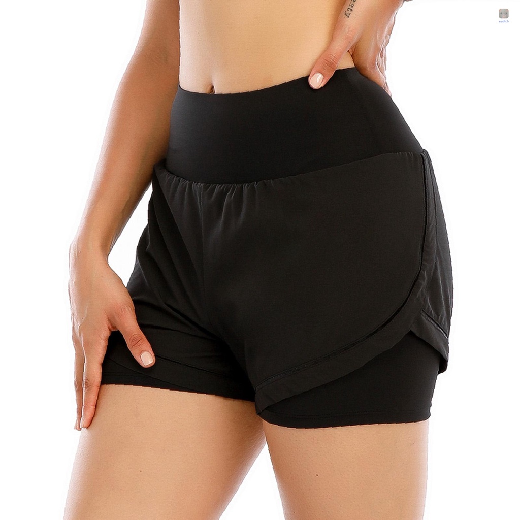 Quần Short Thể Thao 2 Trong 1 Lưng Thun Nhanh Khô Thoáng Khí Cho Nữ