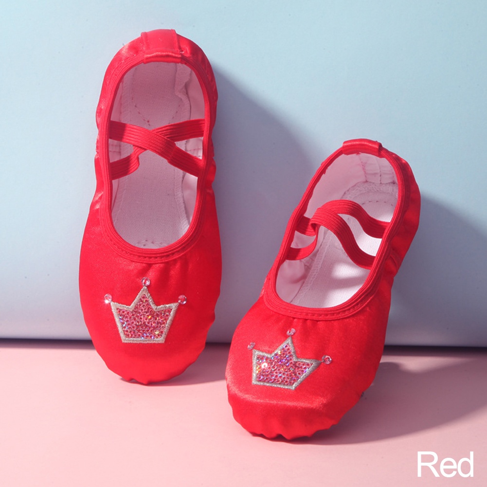 Giày Múa Ba Lê Đế Mềm Họa Tiết Vương Miện Xinh Xắn Cho Bé Gái