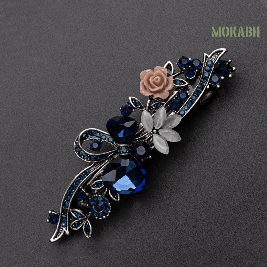 Kẹp Tóc Bằng Hợp Kim Chống Trượt Họa Tiết Hoa Lá Phong Cách Vintage Đa Năng