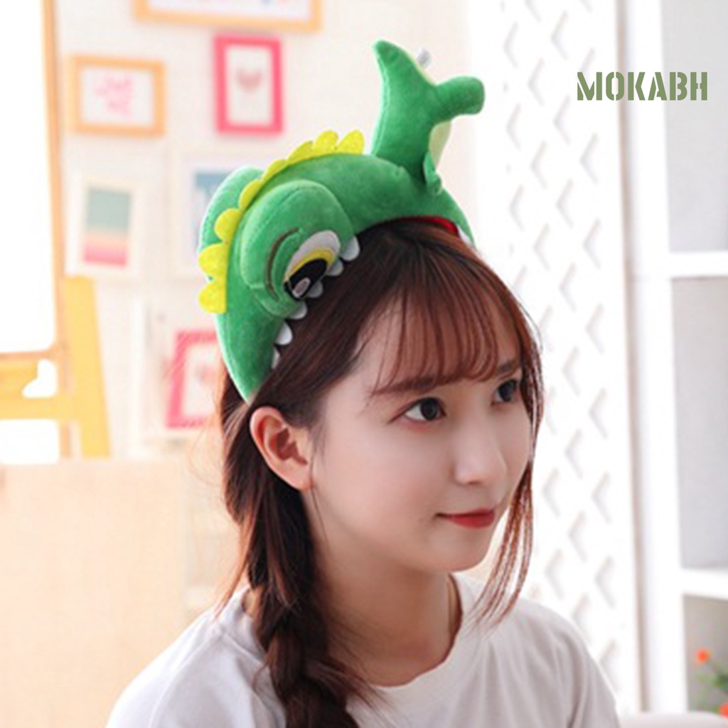 [Mok Abh] Băng Đô Cài Tóc Bằng Cotton PP Hình Khủng Long Xanh Lá Dễ Thương Quyến Rũ Chống Vỡ Dễ Thương Để Chụp Ảnh