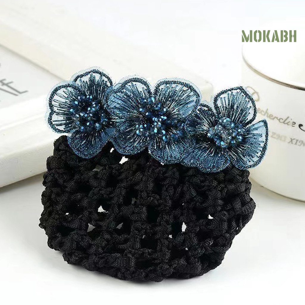 [Mok Abh] Băng Đô Lưới Co Giãn Chống Trượt Trang Trí Tóc Y Tá Cho Nữ