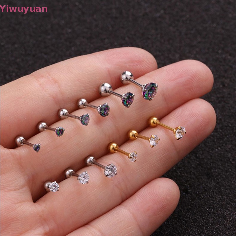 1 Khuyên Tai Xoắn Ốc Đính Đá Zircon Nhiều Màu Mới