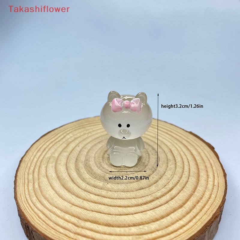 Bộ 2 Mô Hình Gấu Hoạt Hình Mini Bằng Nhựa Resin Dạ Quang Trang Trí Nhà Cửa / Xe Hơi