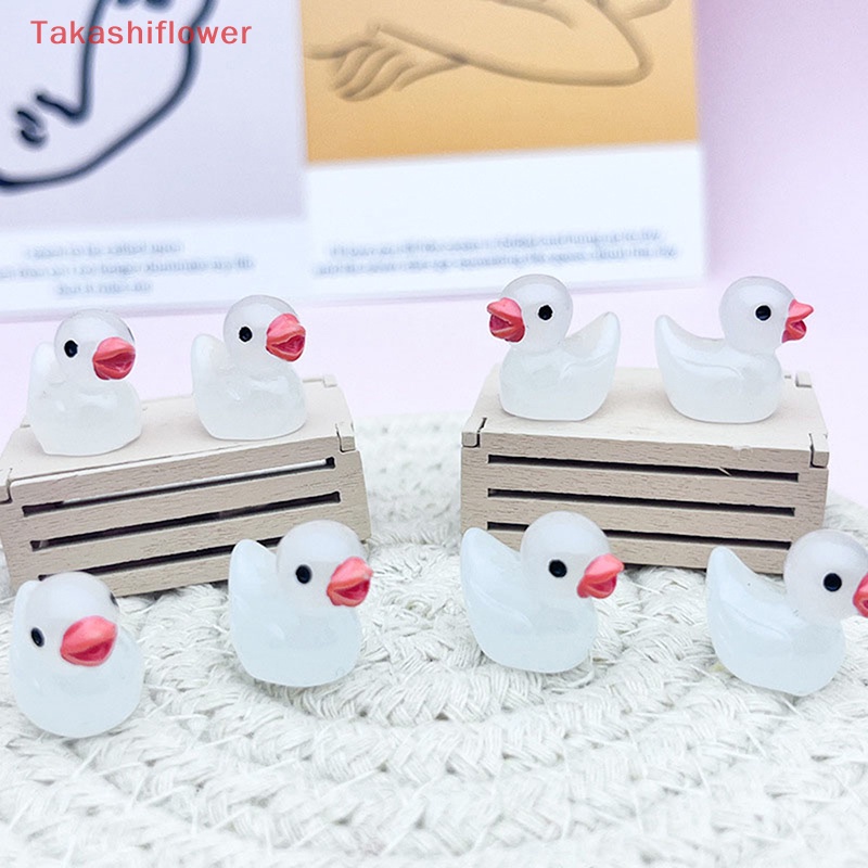 Bộ 5 Đồ trang trí Vịt Mini Bằng Resin Màu Dạ Quang Trang Trí Nhà Búp Bê