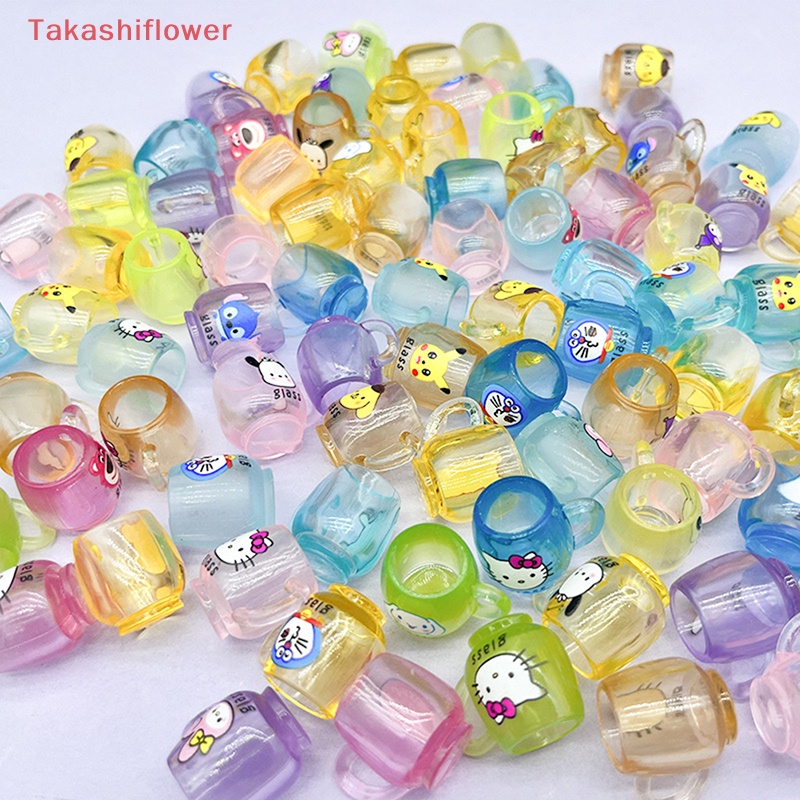 Set 5 Ly Nước Dạ Quang Bằng Nhựa Resin Họa Tiết Hoạt Hình Dễ Thương Trang Trí Tiểu Cảnh