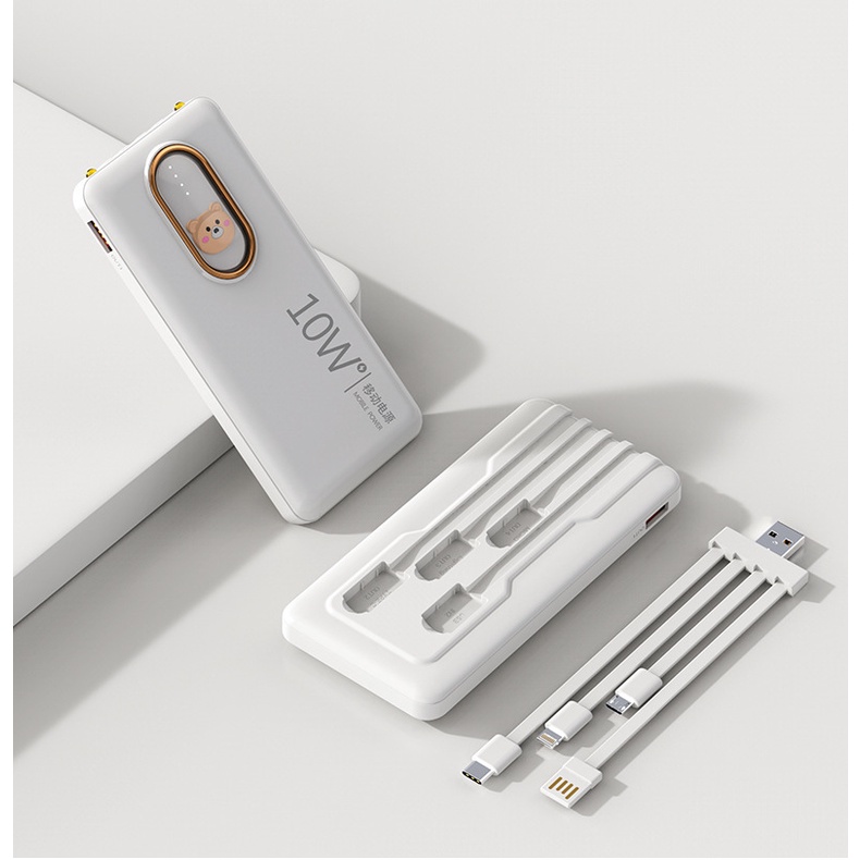 Pin Sạc Dự Phòng 20000mAh Họa Tiết Hoạt Hình Kèm Dây Cáp Sạc Nhanh Tiện Dụng