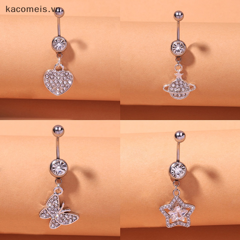 Khuyên Rốn Thép Không Gỉ Hình Trái Tim Xinh Xắn