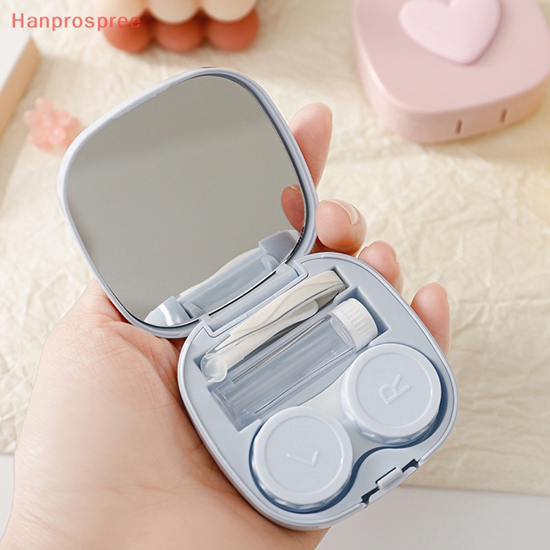 Hanprospree > Hộp Đựng Kính Áp Tròng Hình Vuông Trái Tim Màu Macaron Có Gương Dễ Mang Theo Khi Đi Du Lịch Tốt